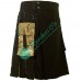 Men New Black Modern Kilt with Camo Box Pleats Hybrid Kilt